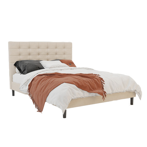 Beige-Kylie-Buttoned-Upholstered-Bed-Frame-BEIGE