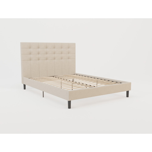 Beige-Kylie-Buttoned-Upholstered-Bed-Frame-BEIGE