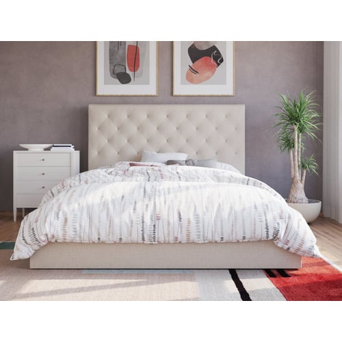 Beige-Oxford-Gas-Lift-Storage-Bed-Frame