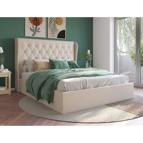 Beige-Harlow-Winged-Gas-Lift-Storage-Bed-Frame