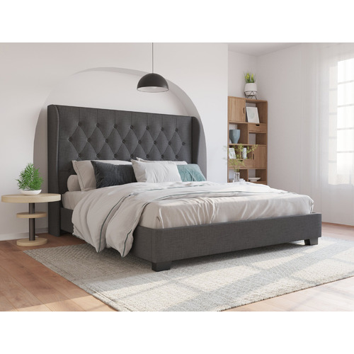 Charcoal-Harlow-Winged-Bed-Frame
