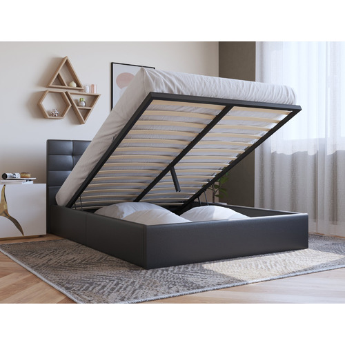 Black-Amalfi-Faux-Leather-Gas-Lift-Storage-Bed-Frame-BLACK