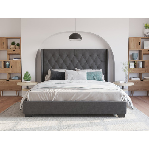 Charcoal-Harlow-Winged-Bed-Frame