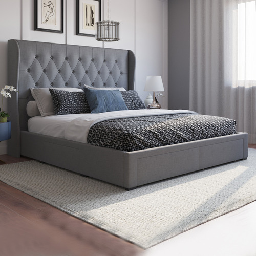 Grey-Harlow-Upholstered-Bed-Frame-with-Storage