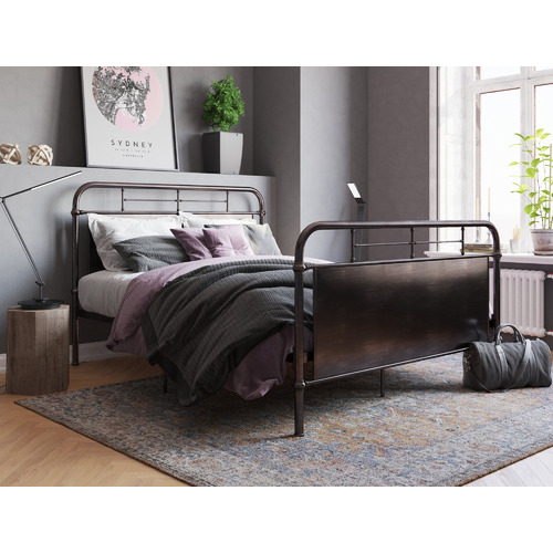 Rustic-Brown-Kingston-Metal-Bed-Frame-RUSTIC