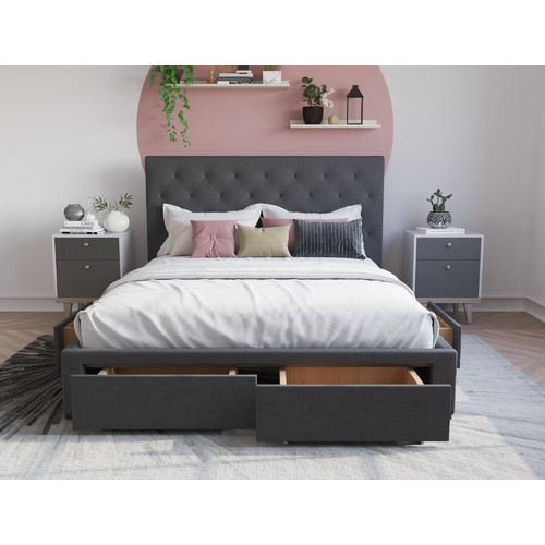 Charcoal-Oxford-Upholstered-Bed-Frame-with-Storage