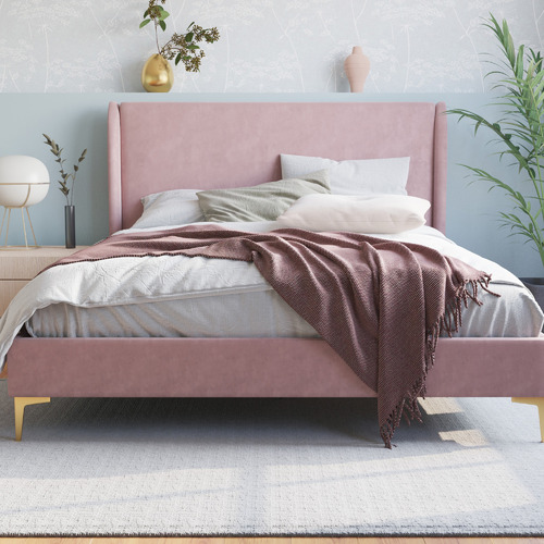 Pink-Zheng-Velvet-Bed-Frame-with-Gold-Legs