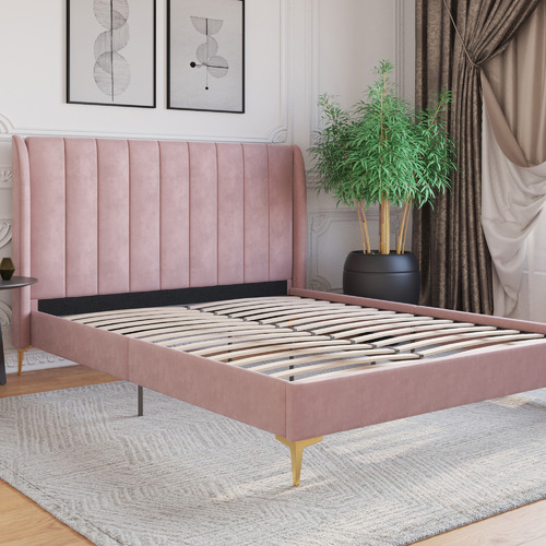 Pink-Modern-Classic-Herman-Velvet-Bed-Frame