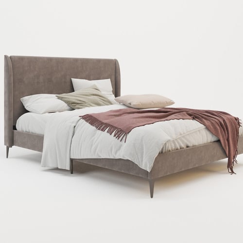 Grey-Zheng-Velvet-Bed-Frame-with-Black-Legs