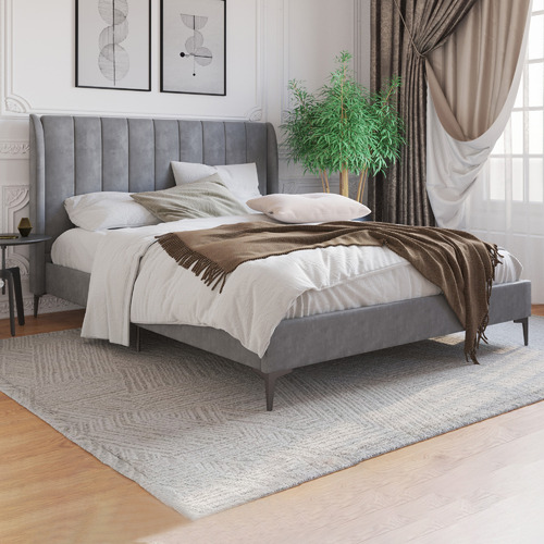 Grey-Modern-Classic-Herman-Velvet-Bed-Frame