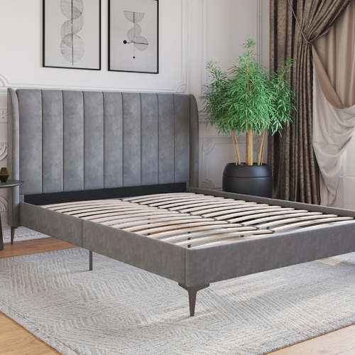 Grey-Modern-Classic-Herman-Velvet-Bed-Frame