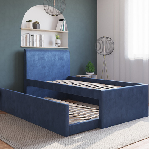 Selina-Kids-Velvet-King-Single-Bed-with-Trundle