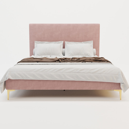 Pink-Rykkie-Velvet-Bed-Frame-with-Gold-Legs