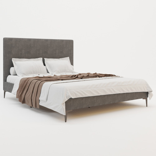Grey-Rykkie-Velvet-Bed-Frame-with-Black-Legs