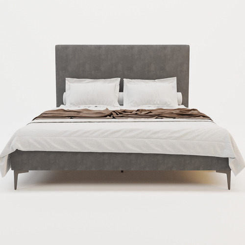 Grey-Rykkie-Velvet-Bed-Frame-with-Black-Legs