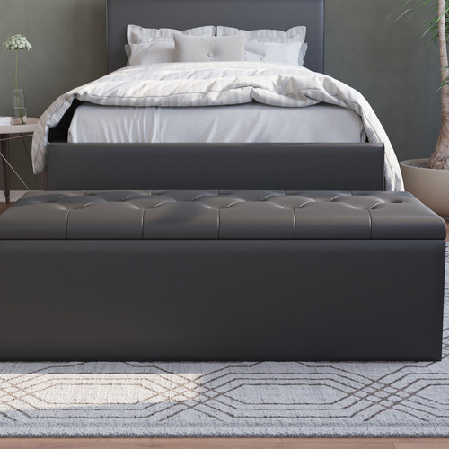 Oxford-Faux-Leather-Storage-Ottoman-Bench