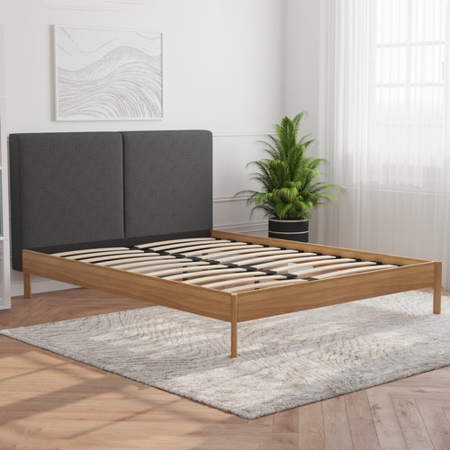 Charcoal & Natural Trolig Wooden Bed Frame