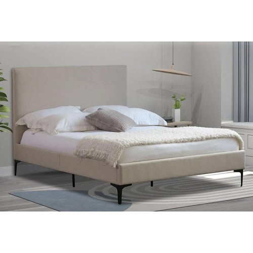 Cream-Rykkie-Upholstered-Bed-Frame-with-Black-Legs