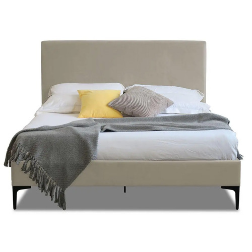 Cream-Rykkie-Upholstered-Bed-Frame-with-Black-Legs