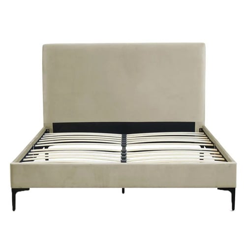 Cream-Rykkie-Upholstered-Bed-Frame-with-Black-Legs