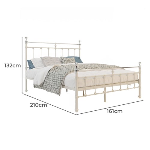 White & Chrome Modern Classic Valarie Steel Bed