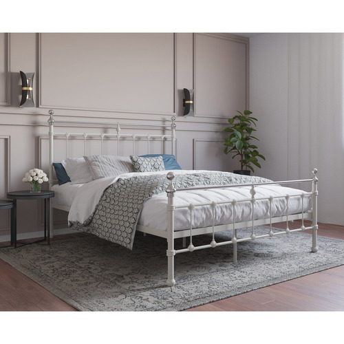 Rawson & Co White & Chrome Elizabeth Steel Bed | Temple & Webster