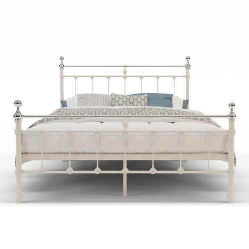 Rawson & Co White & Chrome Elizabeth Steel Bed Temple & ster
