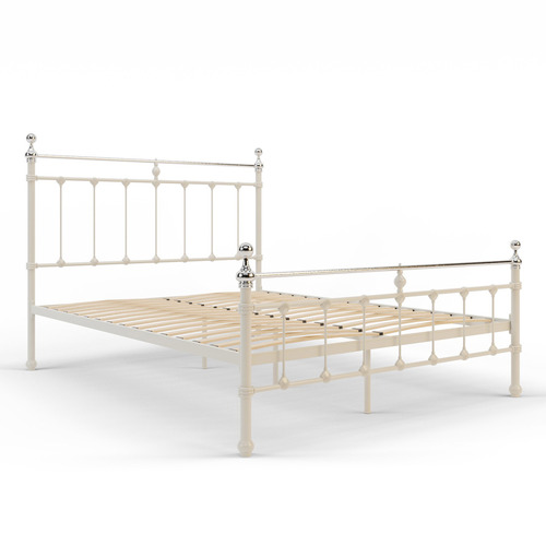 Rawson & Co White & Chrome Elizabeth Steel Bed Temple & ster