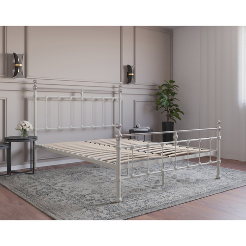 Rawson & Co White & Chrome Elizabeth Steel Bed Temple & ster