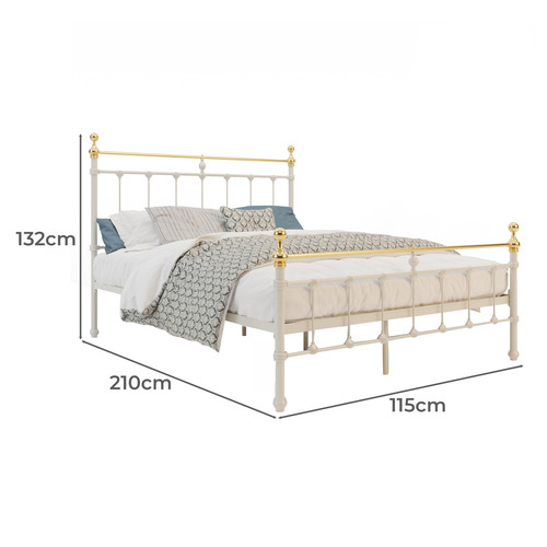 White & Gold Modern Classic Valarie Steel Bed