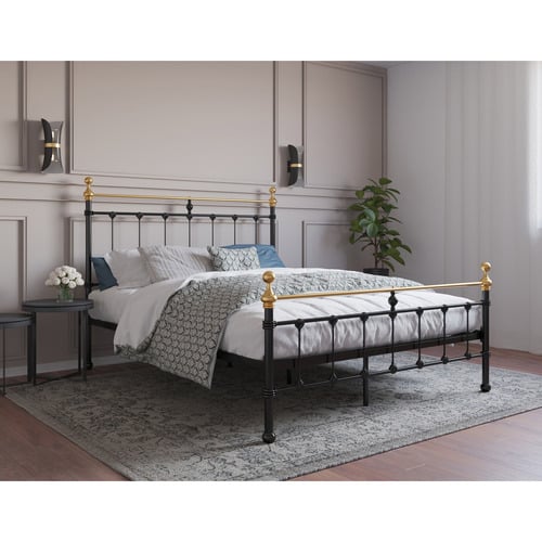 Black & Gold Modern Classic Valarie Steel Bed
