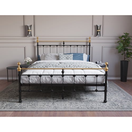 Black & Gold Modern Classic Valarie Steel Bed