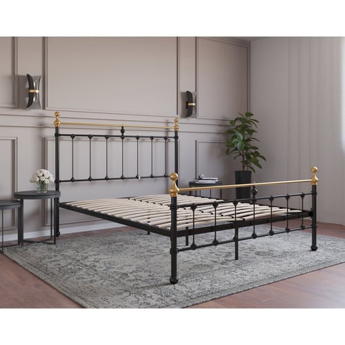 Black & Gold Modern Classic Valarie Steel Bed