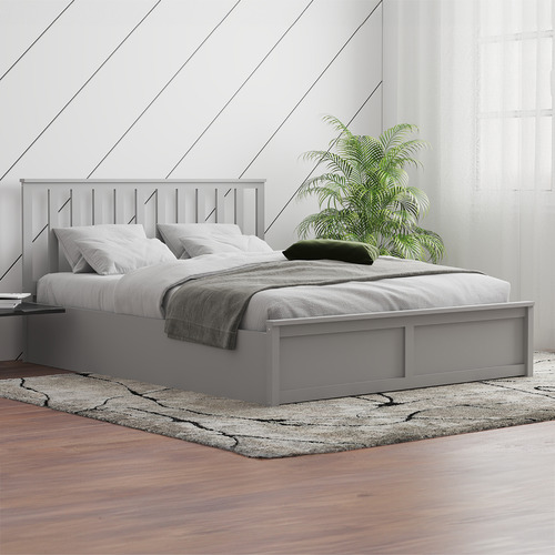 Grey Olsen Pine Wood Gas Lift Storage Bed Frame