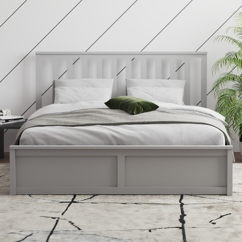 Grey Olsen Pine Wood Gas Lift Storage Bed Frame