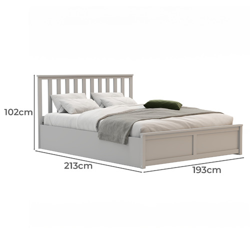 Grey Olsen Pine Wood Gas Lift Storage Bed Frame