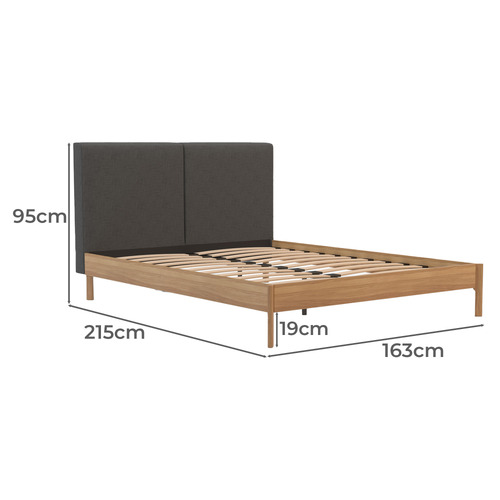 Charcoal & Natural Trolig Wooden Bed Frame