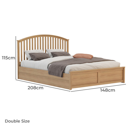 Natural Yebes Pine Wood Gas Lift Storage Bed