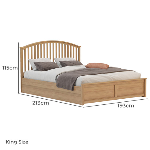 Natural Yebes Pine Wood Gas Lift Storage Bed