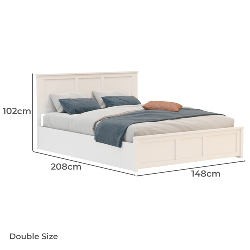 White Remolar Pine Wood Gas Lift Storage Bed