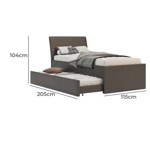 Vivian King Single Faux Leather Trundle Bed