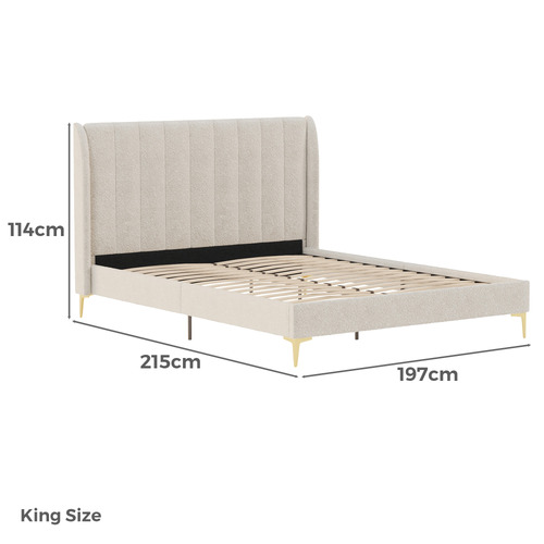 Ivory White Modern Classic Herman Boucle Bed
