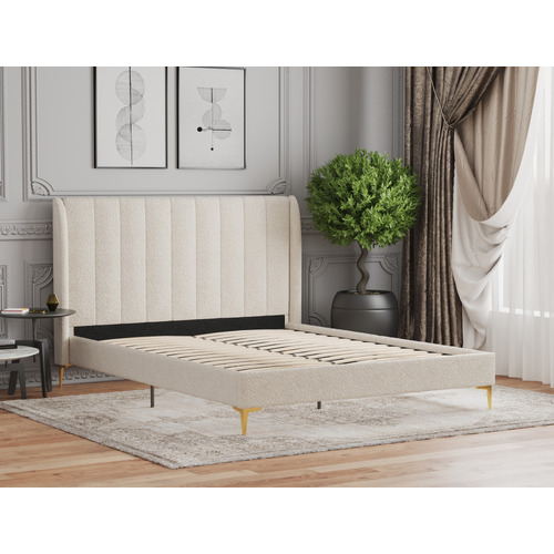Ivory-White-Modern-Classic-Herman-Boucle-Bed-Frame