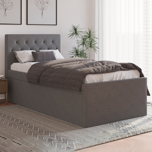 Grey Oxford King Single Bed with Trundle