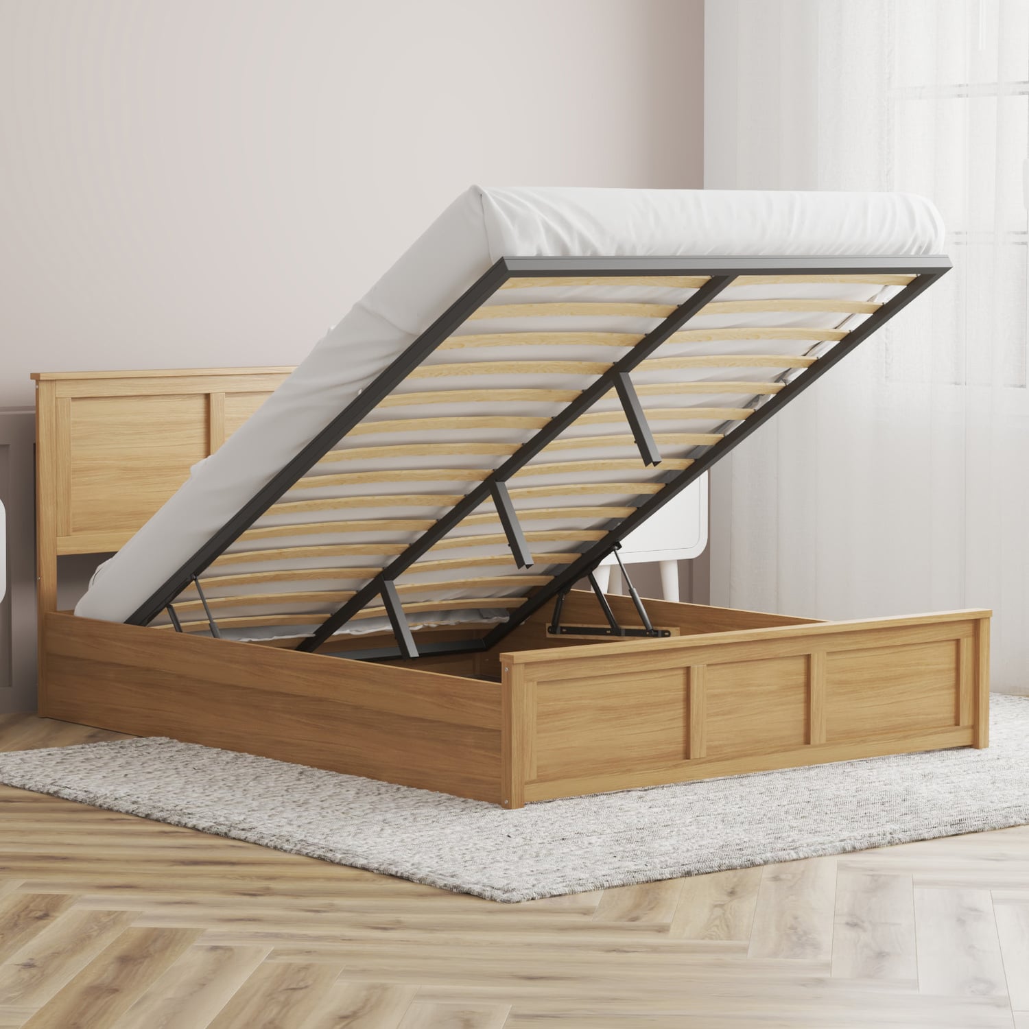 Kiara Pine Wood Gas Lift Storage Bed Frame