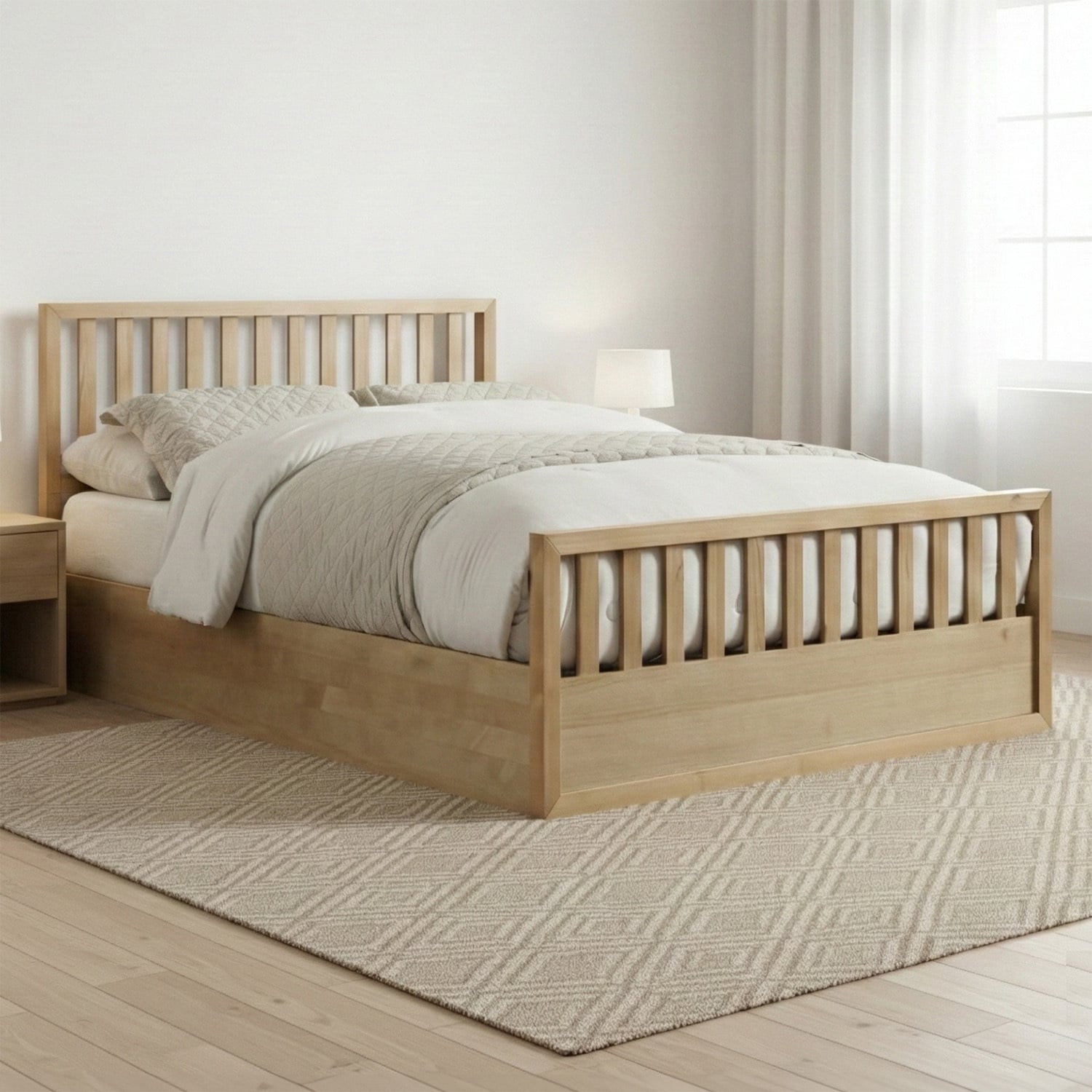 Mariadel Pine Wood Gas Lift Storage Bed Frame