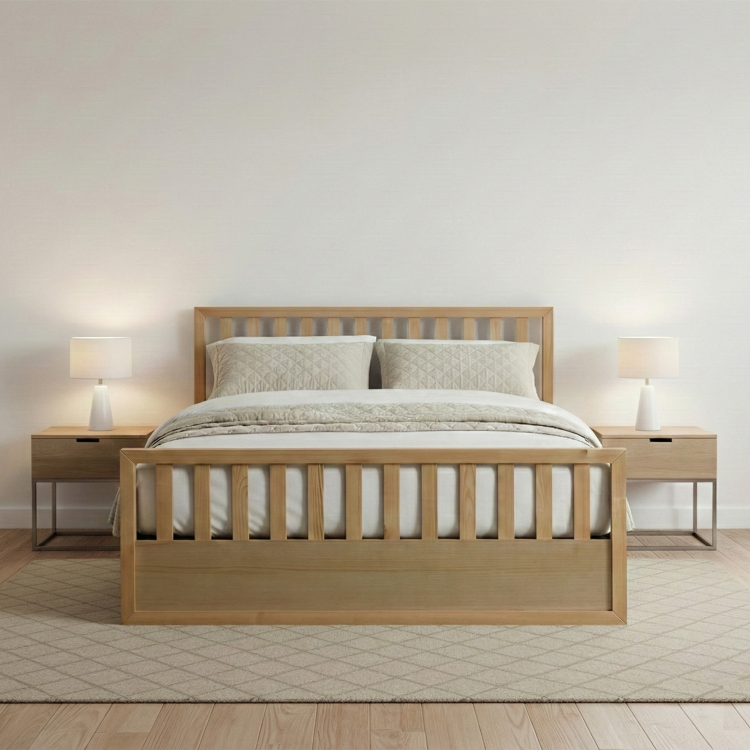 Mariadel Pine Wood Gas Lift Storage Bed Frame
