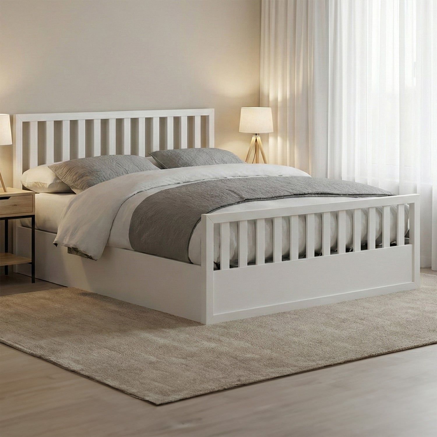 Mariadel Pine Wood Gas Lift Storage Bed Frame