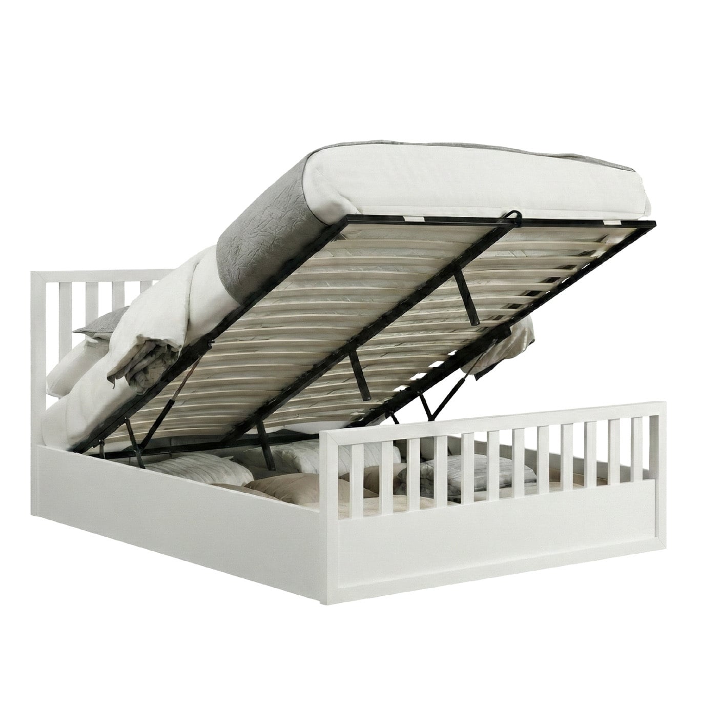 Mariadel Pine Wood Gas Lift Storage Bed Frame