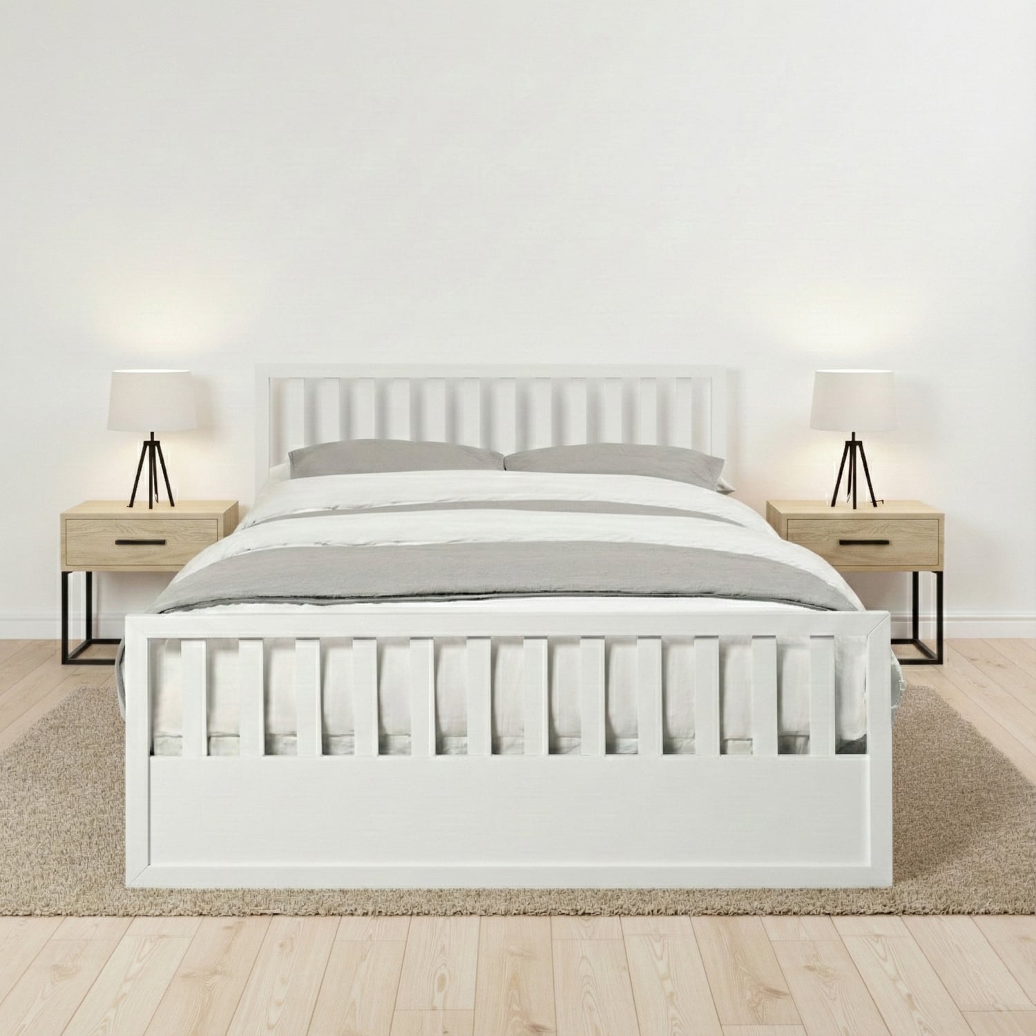 Mariadel Pine Wood Gas Lift Storage Bed Frame